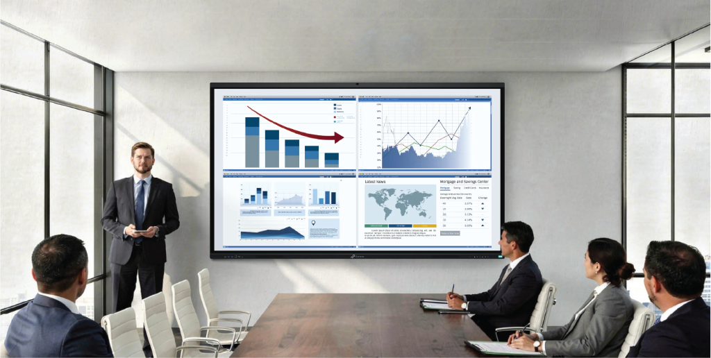 Qonevo Interactive Commercial Display in Corporate Boardroom